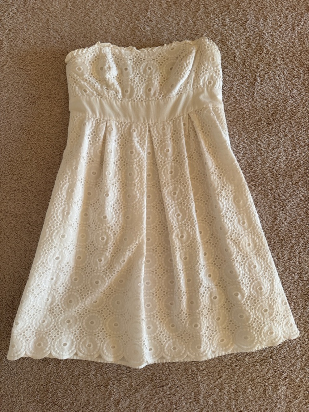 Lilly Pulitzer Strapless Cream Eyelet A-Line Dress